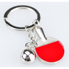 Red racket metal keychain