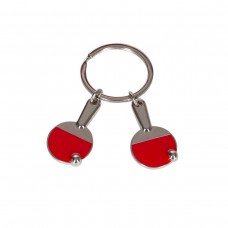 Two red rackets metal keychain